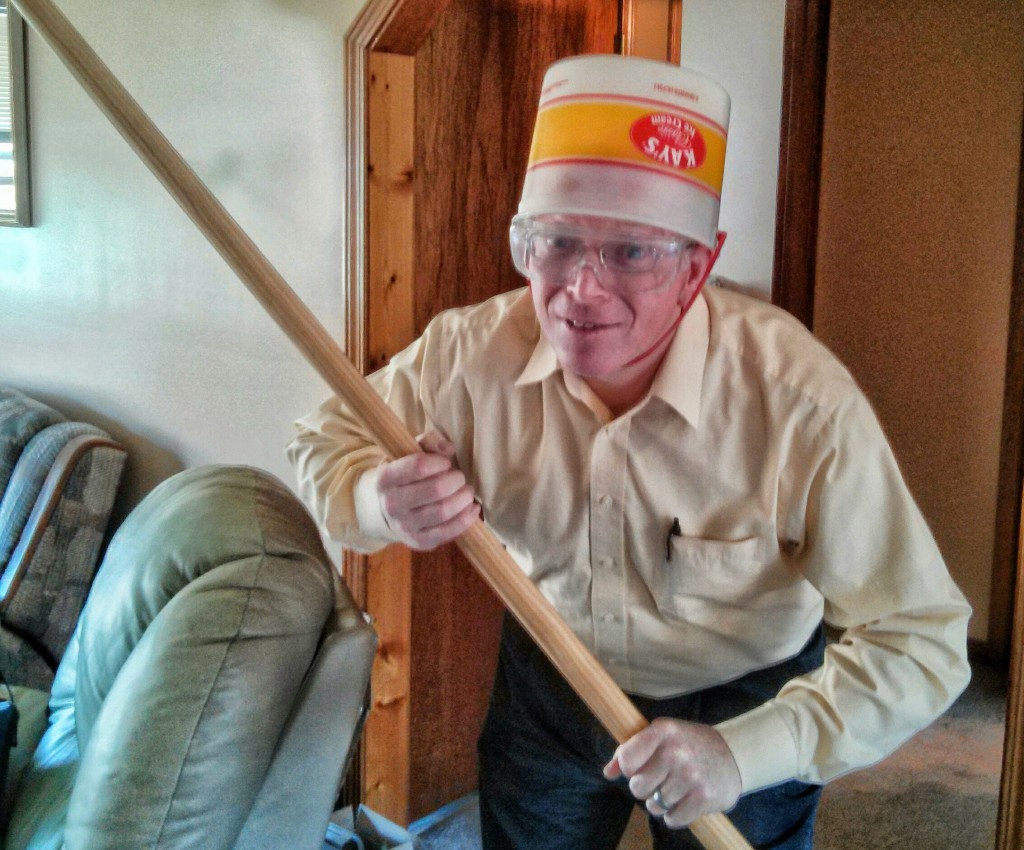 Picture of me with an ice cream bucket on my head